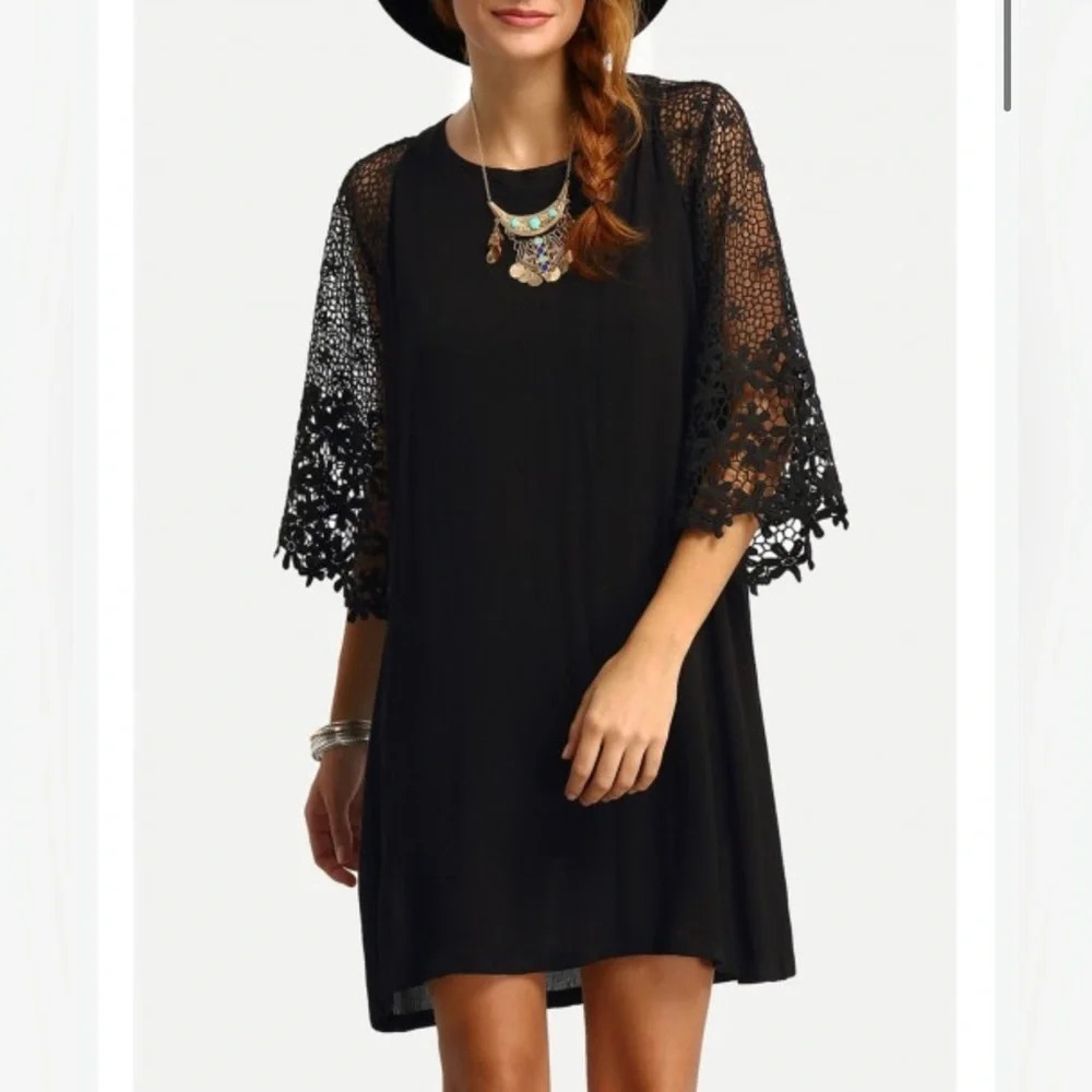 crochet sleeve tunic dress